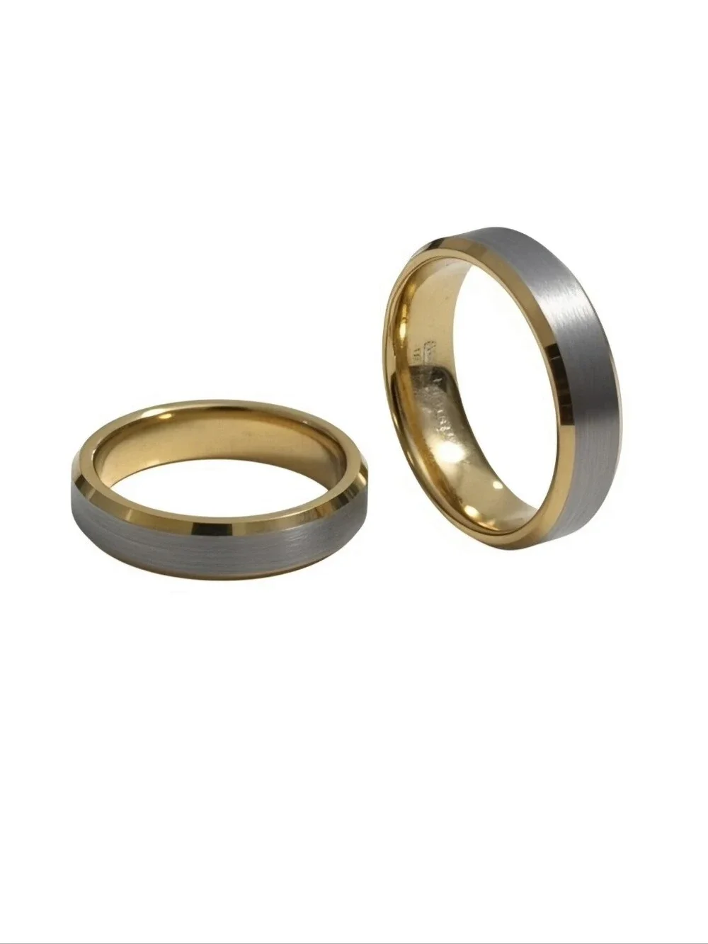 His & Hers Tungsten Carbide Wedding Band Set – Two-Tone Gold & Silver